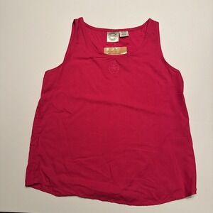 Erika Leisure Clothing Company Pink Rayon Tank Top Embroidered Medallion Size L